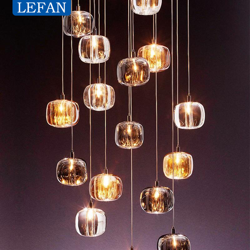 Outdoor Lighting Pendant - Nowoczesny kryształowy żyrandol LED schody salon