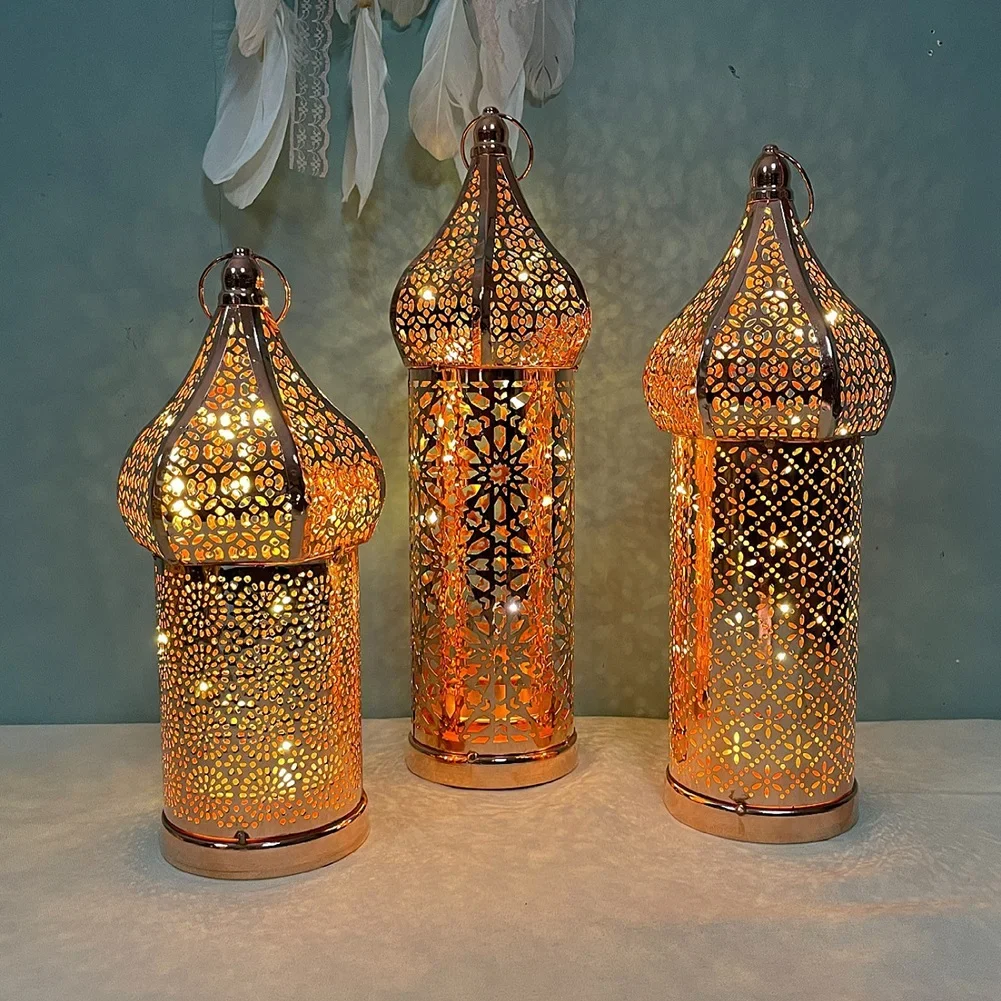 Outdoor Lighting Art - Marokańska złota pusta żelazna latarnia Ramadan
