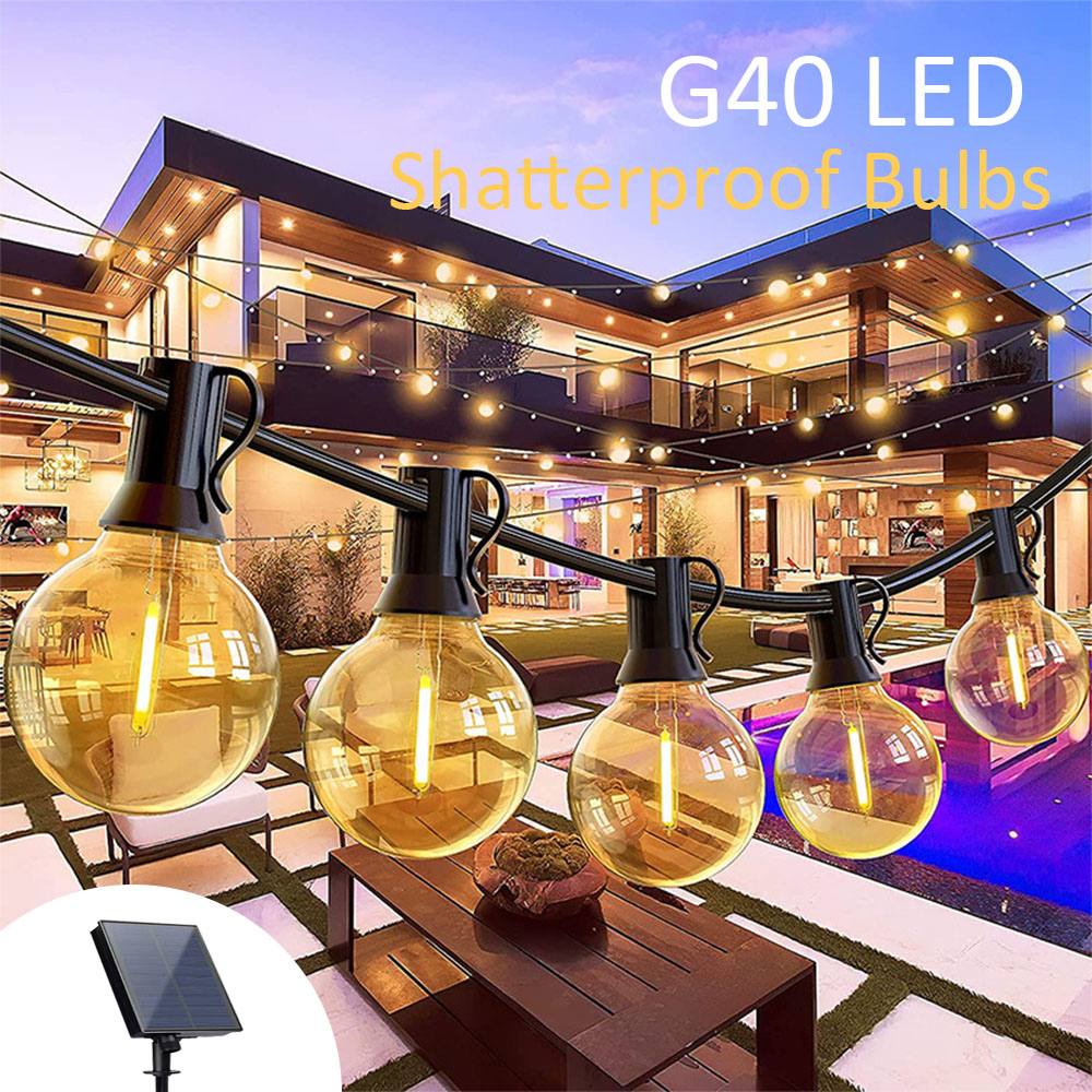 Solar Fairy String - Zewnętrzne 40LED G40 żarówki ślubne Camping