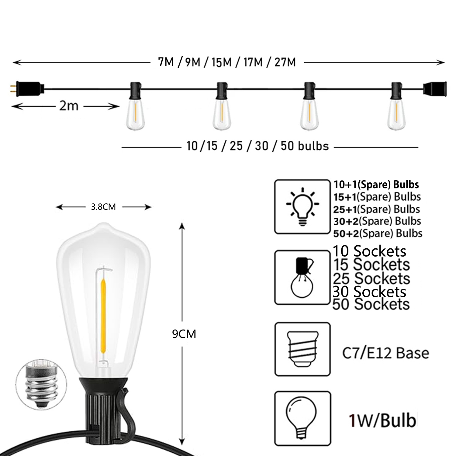 ST38 Festoon 220V LED Globe St – Outdoor Lighting On Fence recenzja i cena